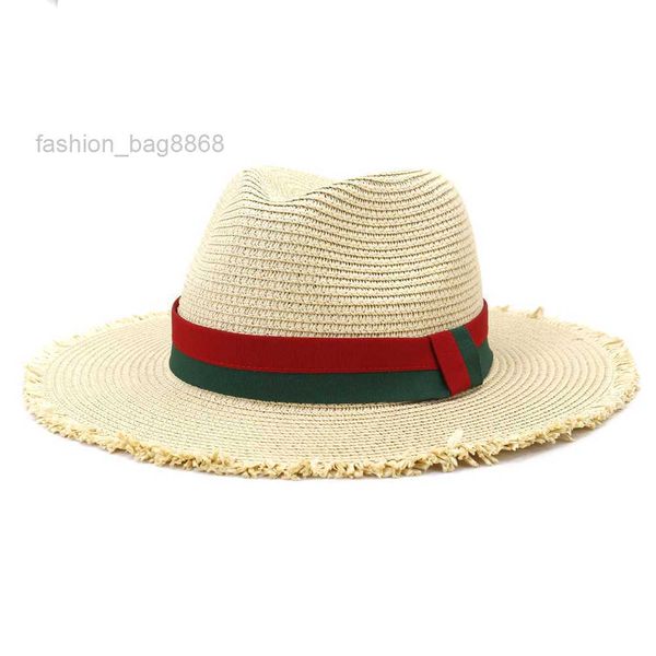 

fashion fedora straw hat outdoor travel vacation sun shade panama jazz straw beach cap men women sun protection big brim hat, Blue;gray