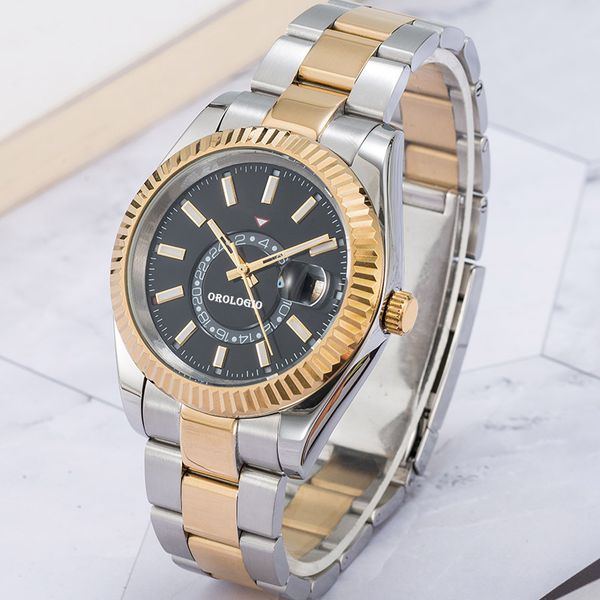 

2023 montre de luxe men's automatic mechanical watch 42mm all stainless steel swimming watch sapphire glow sky calendar watch orologio, Slivery;brown