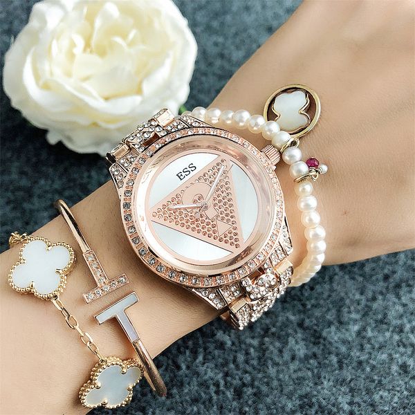 

luxury brand design triangle zircon dial classic watch, Slivery;golden