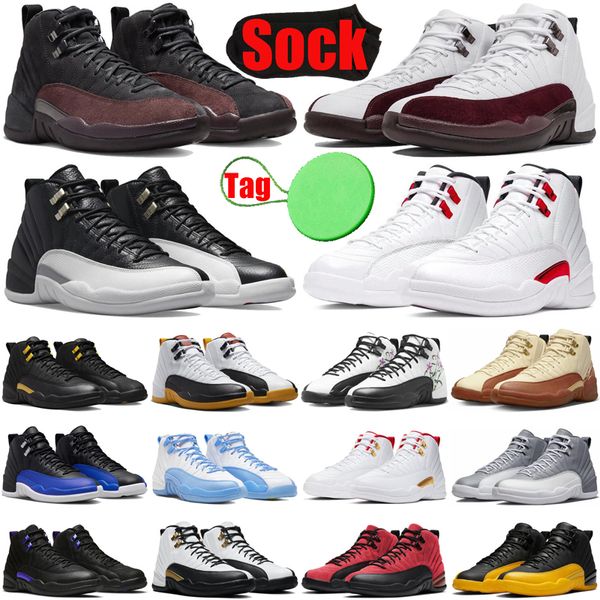 

a ma maniere 12 12s mens basketball shoes black taxi cherry white muslin stealth hyper royal royalty flu game field purple men trainers snea