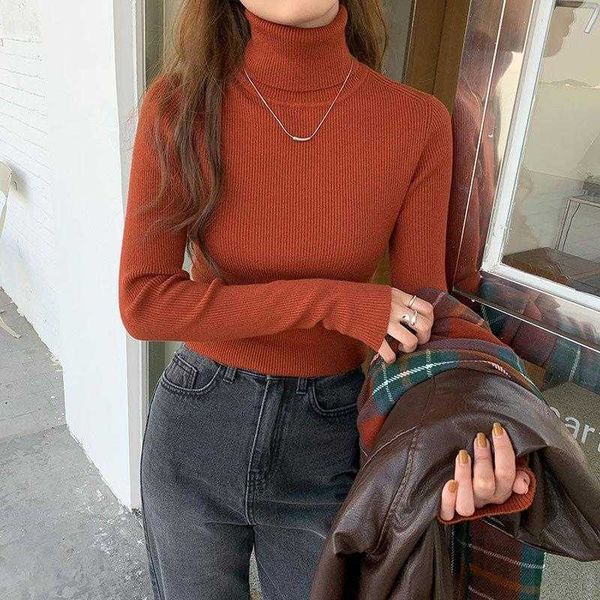 

high neck thickened inner sweater female autumn and winter elastic slim fit, White;black