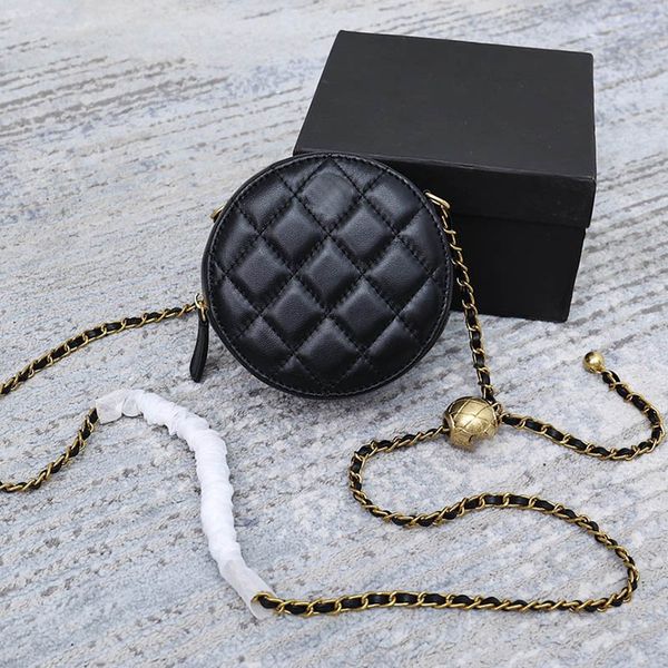

women round luxury mini golden ball shoulder bag adjustable chain diamond lattice leather quilted vintage zipper gold hardware designer hand