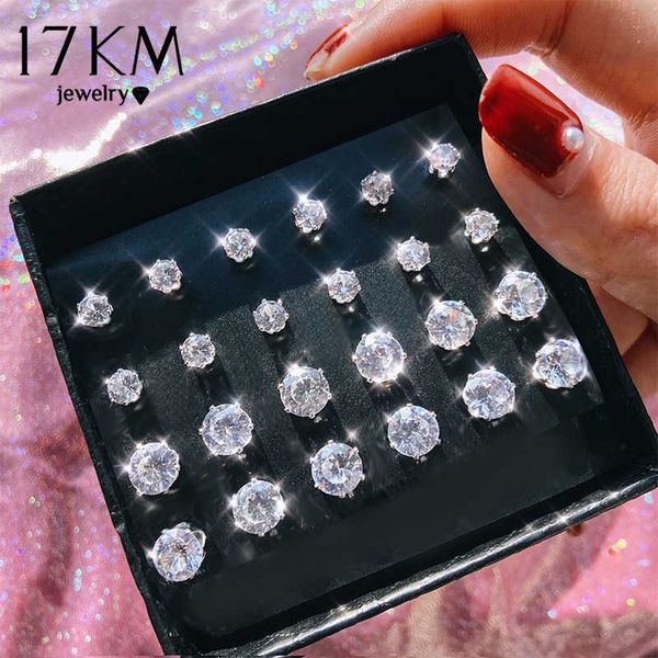 

stud 17km vintage cubic zirconia round stud earrings set for women silver color crystal rhinestone bow earrings brinco jewelry p230411, Golden;silver