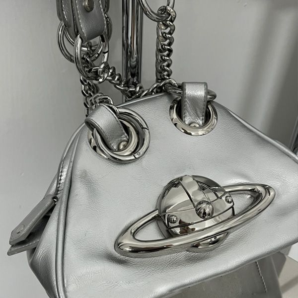 

totes bowling bag punk vivi shoulder bag girls bag saturn black handbags nightclub handbags women's totes fashion silver handbags f52v