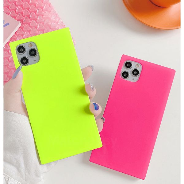 

square fluorescent color shockproof phone case for iphone 14 pro max 11 12 13 pro max xr x xs max neon case tpu phone cover