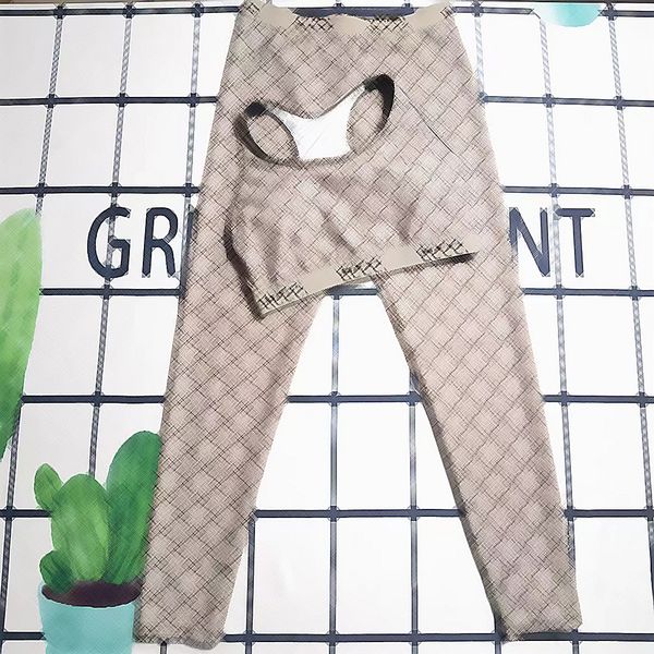 

30% off designer luxury women's tracksuits suits summer sports padded tank bra leggings sports jogging running tights vintage yoga out, Gray