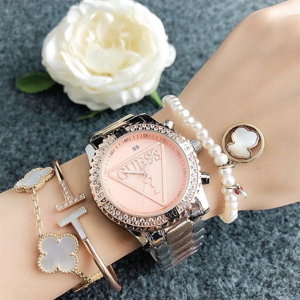

luxury brand design triangle dial women's boutique watch, Slivery;golden