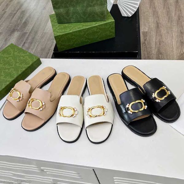 

designer women metals and diamonds slippers sandal slides flat flip flops ladies beach sandal summer genuine leather slipper shoe good, Black