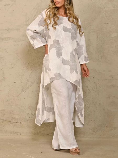 

women's tracksuits spring summer 2023 fashion 2 piece set s outfits loose leisure oversize suit irregular elastic waist print streetwea, Gray