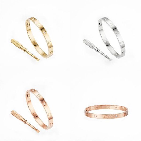 

love screw bracelet 5 0 designer bracelets 4 diamonds bangle luxury jewelry women titanium steel alloy gold-plated craft gold silv280i, Black