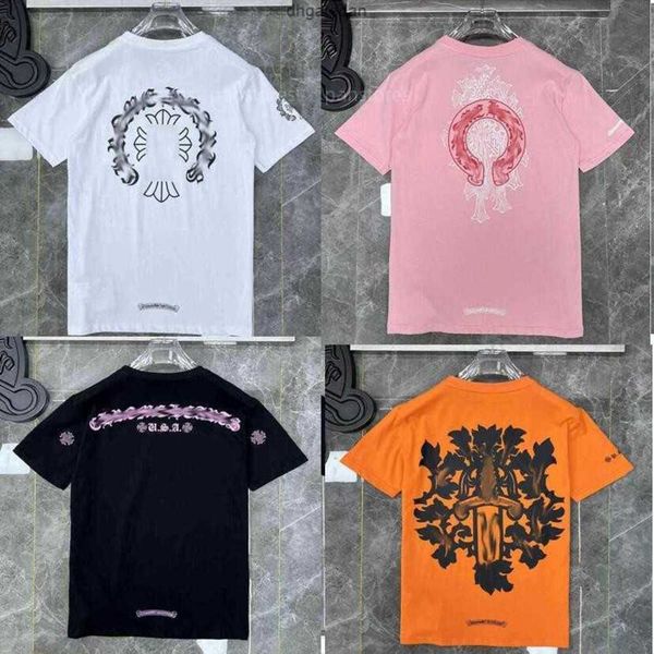 

men's t-shirts classic fashion ch mens t shirts sanskrit letter t-shirt horseshoe cross pattern tshirts designers hip hop t-shirts woma, White;black