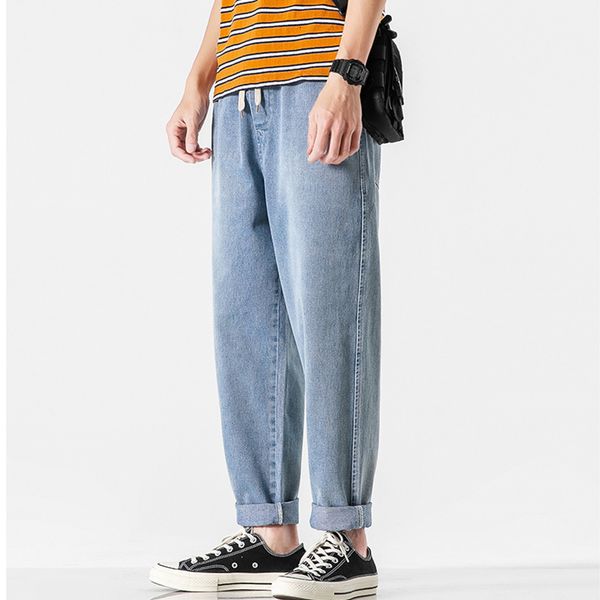 

men's pants spring/summer ankle loose cotton jeans men's street casual jogging jeans fashion trend harem pants men's high-end, Black