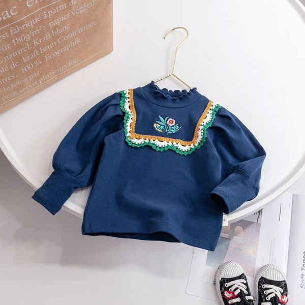 

t-shirts autumn baby girl t-shirts full sleeve turtle neck clothing for girls sweatshirts 230414, Blue