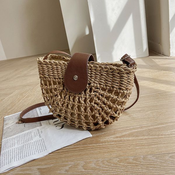 

evening bags summer rattan crossbody bags women saddle shoulder bag handmade lady small handbags hollow woven bohemia clutch purse bags 2304