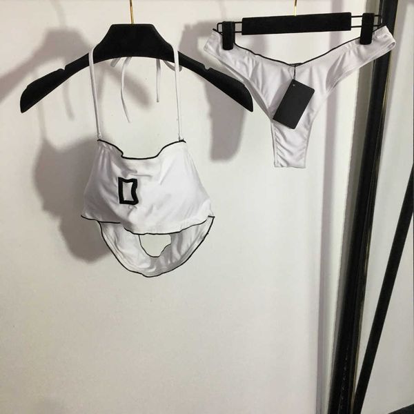 

23ss designer bikini womens swimwear two-piece swimsuit new split swimsuit set embroidered letter hanging neck lace-up halter vest briefs th, White;black