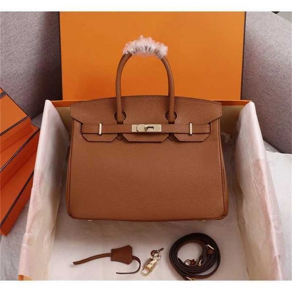 

tote bag designer birkin herms litchi grain leather with logo handheld leather women's fashion handbag women's business simplicity