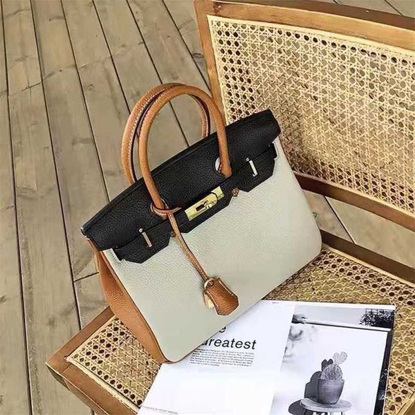 

family h bag leather birkins tote designer women's fashion layer cowhide women's women's handbag original logo