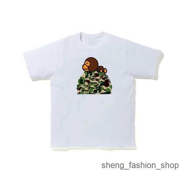 

bathing ape 2023 women's and men's t-shirts baggy fat edition 100% cotton summer camo breathable multi-functional high street tren, White;black