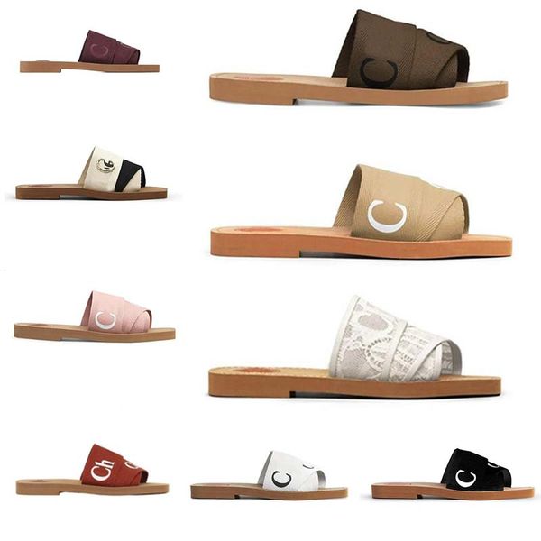 

luxury designer woody sandals women's slippers flat low heel flip flops summer beach casual shoes, Black