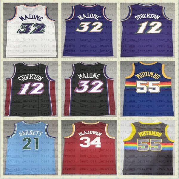 

2023 retro mitchell and ness basketball jerseys carmelo anthony dikembe mutombo stephen curry allen iverson clyde drexler jason williams tim, Black;red