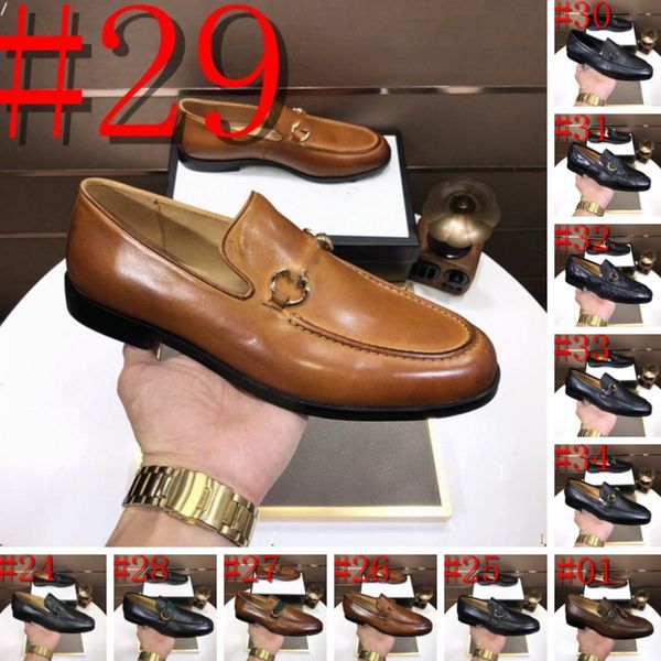 

34model luxurious men loafers slip on classic shoes british style casual designer dress shoes classic social leather shoes elegant original, Black