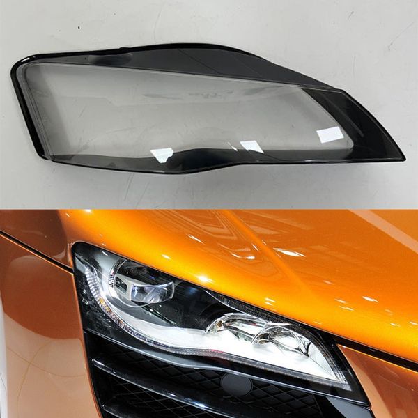 

car front glass lens lamp shade shell for audi r8 2007-2015 headlamp transparent lampcover auto light case headlight cover