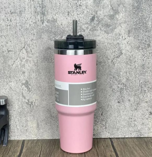 

1pc stock stanley 30oz car pink tumblers heat preservation couple simple cups stainless steel large capacity male and female students water