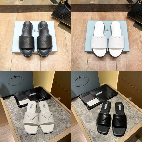 

women slippers summer sandals lady leather casual printed lazy slides flip flops slipper with box, Black