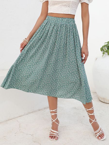 

skirts finjani a-line skirt ditsy floral ruffle hem skirts high waist women's skirt long skirts for women fashion 230414, Black