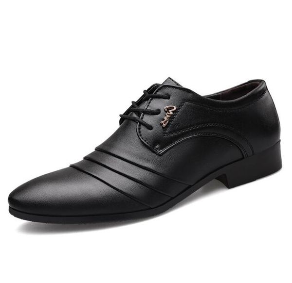 

men formal business brogue shoes luxury men'sdress shoes male casual leather wedding party loafers, Black