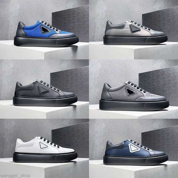 

designer men platform downtown casual shoes mens trainers real leather sneaker good, Black