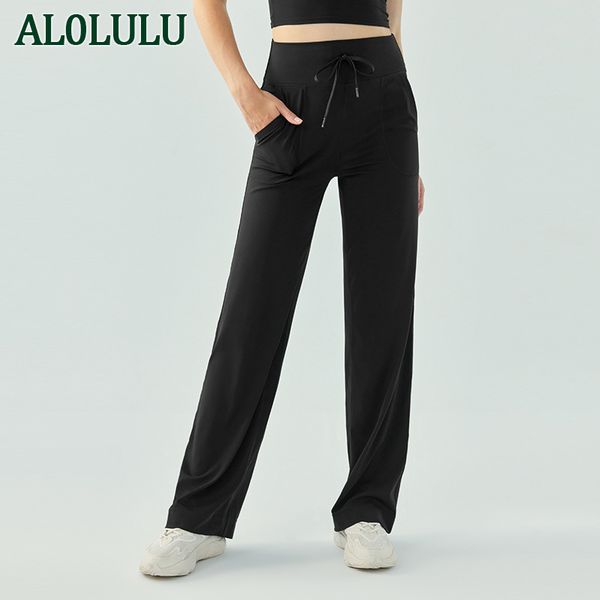 

AL0LULU with Loose Drawstring Wide Leg Sports Yoga Pants, Khaki