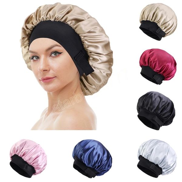 

satin hair chemo cap for sleeping hair care bonnet tuban women headwear head wrap double layer invisible adjust button night hat, Yellow
