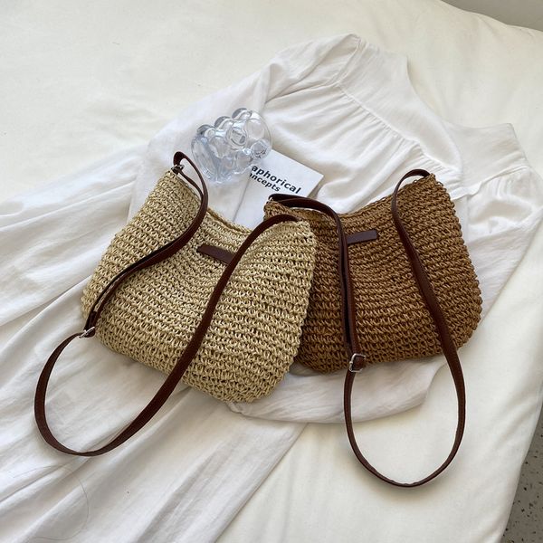 

evening bags ladies fashion summer straw crossbody bag women beach holiday shopping bag woven shoulder handbag messenger purses bag 230414