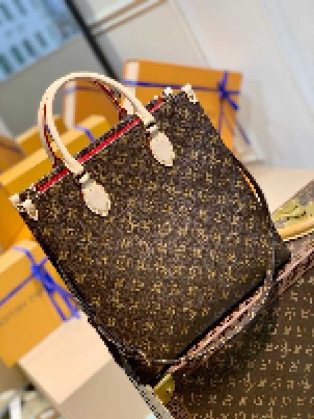 

luxury brand designer shopping bags sac plat mm handbag m45848 women tote travel bag real leather handbags shoulder evening bag mllw, Black;white
