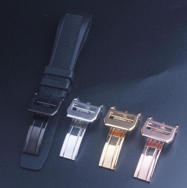 

22mm buckle18mm new grade black waterproof diving silicone rubber watchband bands depolyment buckle type for iwc watch8849398, Black;brown