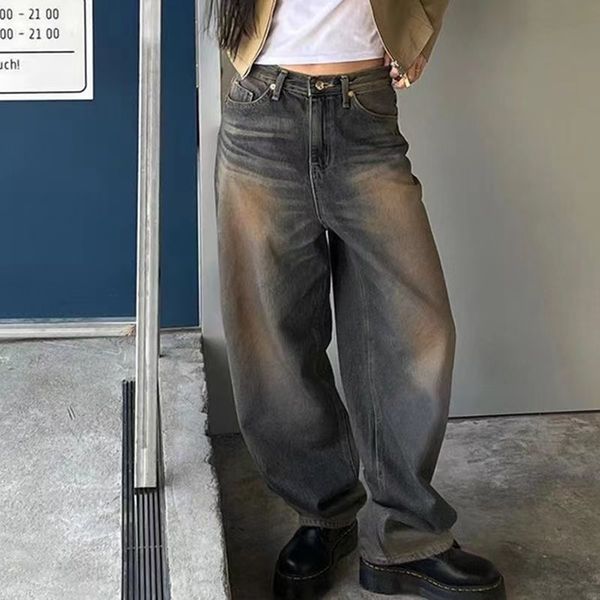 

women s jeans y2k women korean vintage streetwear baggy high waisted straight wide leg pants denim trousers fairy grunge alt clothes 230414, Blue