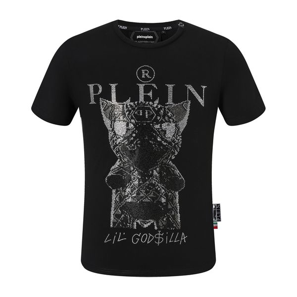 

pleinxplein pp men's t-shirts original design summer shirt plein t-shirt pp cotton rhinestone skulls pattern shirt short sleeve 2068 co, White;black