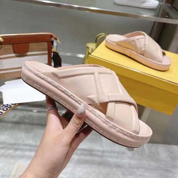 

fashion slippers women men sandal luxury designer lady gentlemen colorful canvas letter anatomic leather slide style model 35-42 shoe008 03, Black