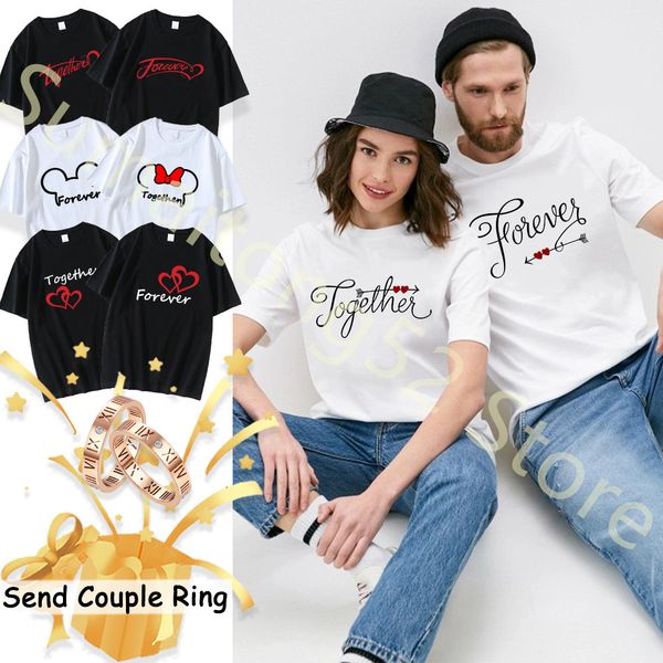 

men's tshirts men women tshirt together forever print summer couple short sleeve casual sports cute harajuku oneck lovers clothes tee 2, White;black