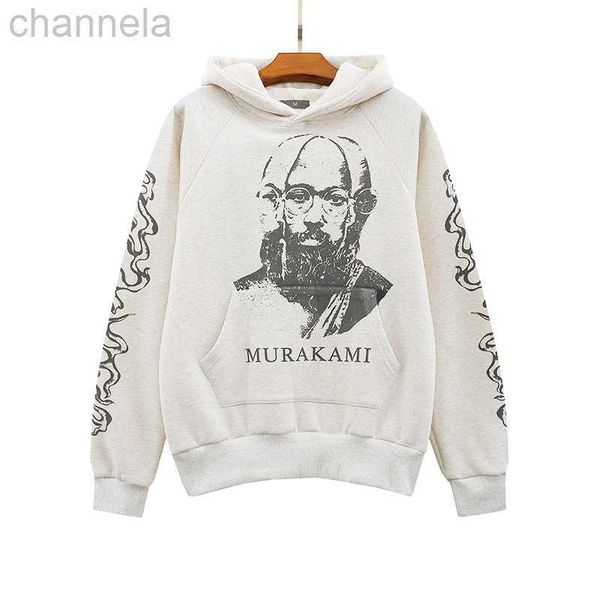 

men's hoodies designers sweatshirts hiphop streetwear sun flower blooming flame printed pullover hoodie vintage distressed wash hoodie, Black