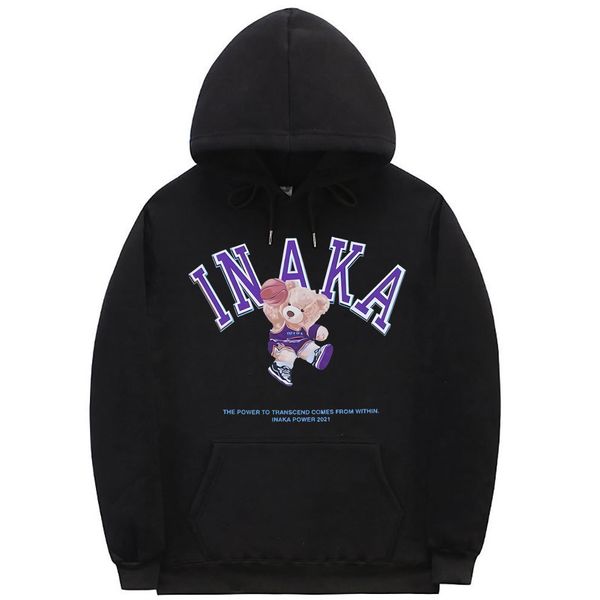 

men's pants inaka power hoodies funny purple basketball bear pattern print hoodie men women daily premium sweatshirt fashion design clo, Black
