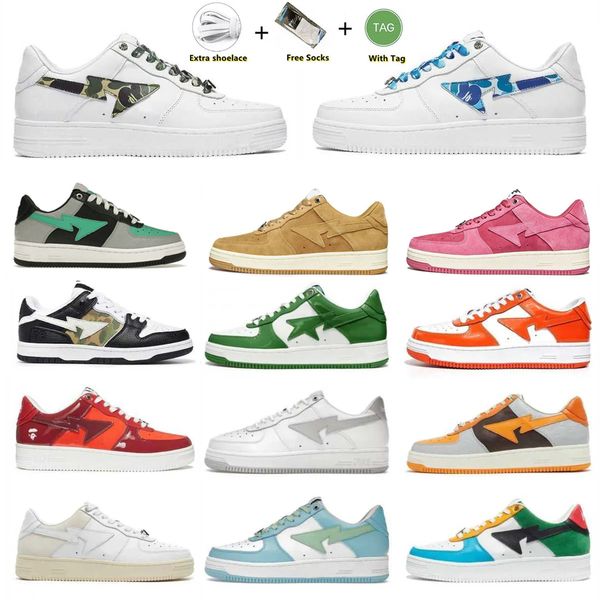 

2023 bapestas baped designers casual shoes black white platform bapesta sk8 plate-forme brown ivory for sta patent leather green men women t