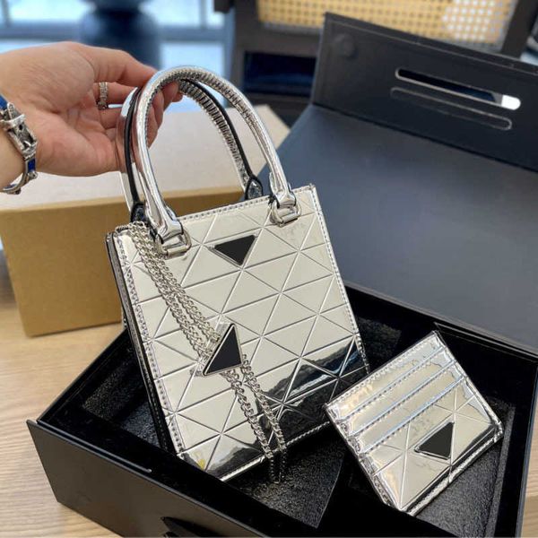 

new mini totes triangle designer bag with card pack women classic leather tote bag purse handbag female wallet 230224