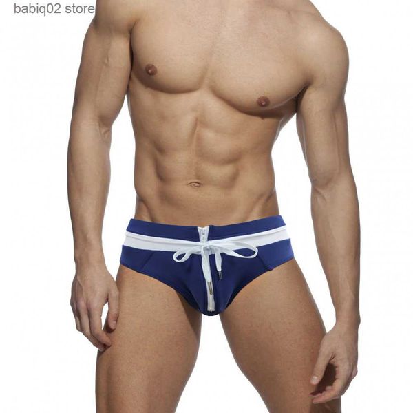 

men's swimwear can open front zipper men's gay swim briefs beach pants surfing bathing suit swimwear mini bikini swimming swimsuit