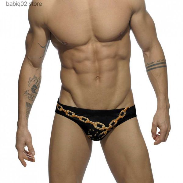 

men's swimwear uxh brand men's brand swimming low waist briefs swimwear chain shorts boxers patchwork color sell summer for male s
