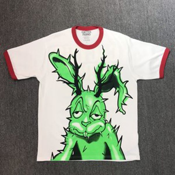 

american vintage travis cactus jack farms green bunny t shirts plus size men t-shirts 100% cotton men oversized t-shirt streetwear tee shor, White;black