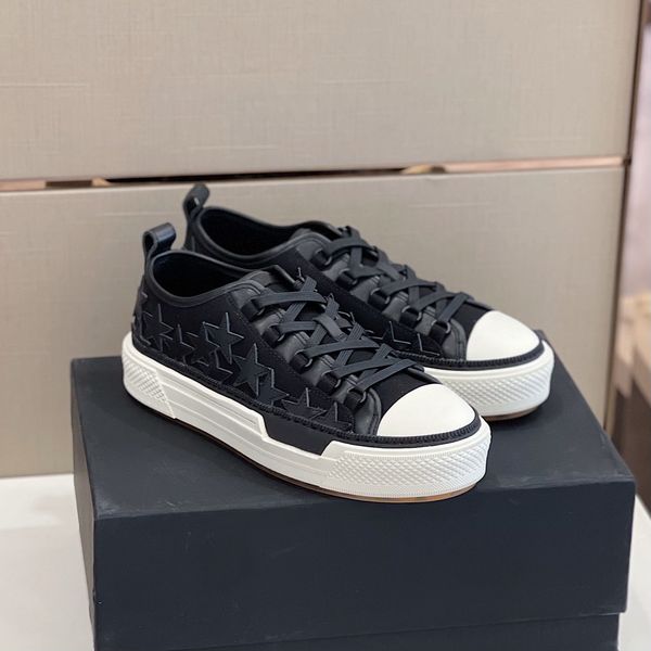

fashion shoes stars court low sneakers lace-up canvas trainers embroidery logo los angeles street style stars patches ami ri a miri original, Black