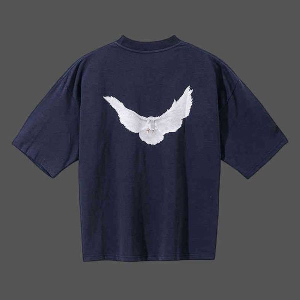 

tripartite dove men's t-shirts designer kanyes wests fashion co branded men oversize tees polos peace doves printed mens and womens yzy, White;black