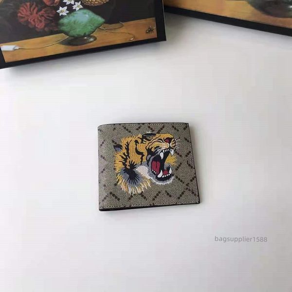

men animal short wallet leather black snake tiger bee wallets women long style luxury purse card holders with gift box, Red;black